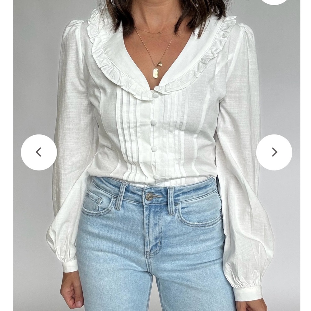 White Ruffled Blouse - Picture 2 of 3